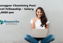 IIT Kharagpur Chemistry Post Doctoral Fellowship - Salary Rs 55,000/-pm