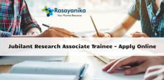 Jubilant Research Associate Trainee Vacancy - Apply Online