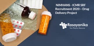 NIMHANS - ICMR SRF Recruitment 2020 – Drug Delivery Project