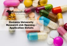 Osmania University Research Job Opening - Application Details