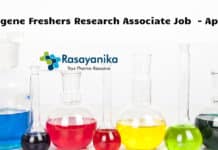 Syngene Freshers Research Associate Job Opening - Apply