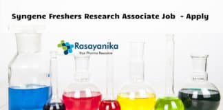 Syngene Freshers Research Associate Job Opening - Apply