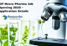 BIT Mesra Pharma Job Opening 2020 - Application Details