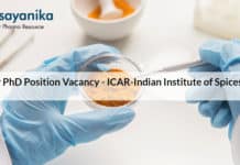 Chemistry PhD Position Vacancy - ICAR-Indian Institute of Spices Research