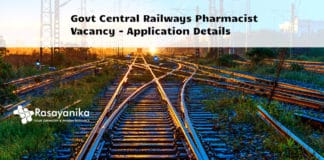 Govt Central Railways Pharmacist Vacancy - Application Details