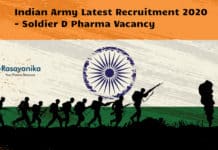 Indian Army Latest Recruitment 2020 - Soldier D Pharma Vacancy