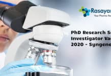 PhD Research Scientist Investigator Vacancy 2020 - Syngene