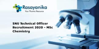 SNU Technical Officer Recruitment 2020 - MSc Chemistry
