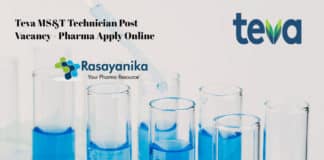Teva MS&T Technician Post Vacancy - Pharma Apply Online