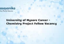 University of Mysore Career - Chemistry Project Fellow Vacancy