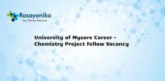 University of Mysore Career - Chemistry Project Fellow Vacancy