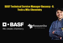 BASF Technical Service Manager Vacancy - B. Tech & MSc Chemistry