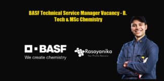 BASF Technical Service Manager Vacancy - B. Tech & MSc Chemistry