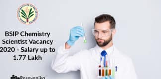 BSIP Chemistry Scientist Vacancy 2020 - Salary up to 1.77 Lakh
