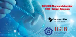 CSIR-IGIB Pharma Job Opening 2020 - Project Associate