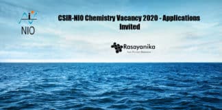 CSIR-NIO Chemistry Vacancy 2020 - Applications Invited