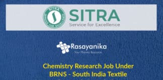 Govt Chemistry Research Job Under BRNS - SITRA