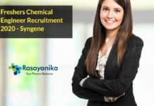 Freshers Chemical Engineer Recruitment 2020 - Syngene