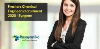 Freshers Chemical Engineer Recruitment 2020 - Syngene