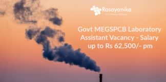 Govt MEGSPCB Laboratory Assistant Vacancy - Salary up to Rs 62,500/- pm