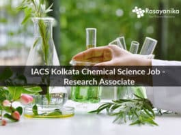 IACS Kolkata Chemical Science Job - Research Associate