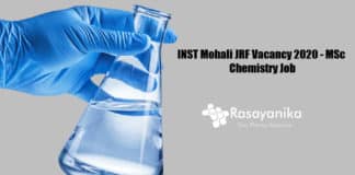 INST Mohali JRF Vacancy 2020 - MSc Chemistry Job
