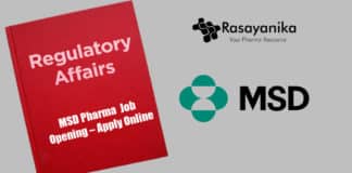 MSD Pharma Regulatory Affairs Job Opening – Apply Online