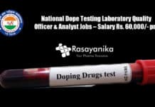 National Dope Testing Laboratory Quality Officer & Analyst Jobs – Salary Rs. 60,000/- pm