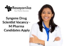 Syngene Drug Scientist Vacancy - M Pharma Candidates Apply