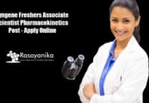 Syngene Freshers Associate Scientist Pharmacokinetics Post - Apply Online