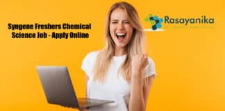 Syngene Freshers Chemical Science Job - Apply Online