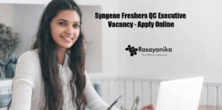 Syngene Freshers QC Executive Vacancy - Apply Online