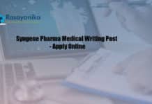 Syngene Pharma Medical Writing Post - Apply Online