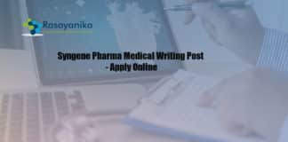Syngene Pharma Medical Writing Post - Apply Online