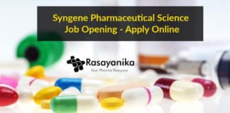 Syngene Pharmaceutical Science Job Opening - Apply Online