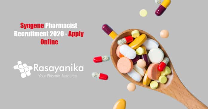 Syngene Pharmacist Recruitment 2020 - Apply Online