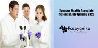Syngene Quality Associate Scientist Job Opening 2020