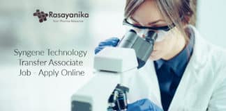 Syngene Technology Transfer Associate Job - Apply Online