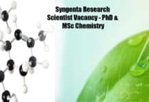 Syngenta Research Scientist Vacancy - PhD & MSc Chemistry