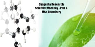 Syngenta Research Scientist Vacancy - PhD & MSc Chemistry