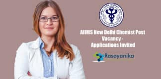 AIIMS New Delhi Chemist Post Vacancy - Applications Invited