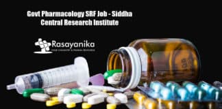 Govt Pharmacology SRF Job - Siddha Central Research Institute