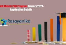 IISER Mohali PhD Program January 2021 - Application Details