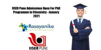 IISER Pune Admissions Open For PhD Programme in Chemistry - January 2021