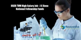 IISER TVM High Salary Job - J C Bose National Fellowship Funds