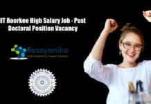 IIT Roorkee High Salary Job - Post Doctoral Position Vacancy