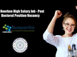 IIT Roorkee High Salary Job - Post Doctoral Position Vacancy