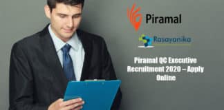 Piramal QC Executive Recruitment 2020 – Apply Online
