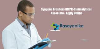 Syngene Freshers DMPK-BioAnalytical Associate - Apply Online