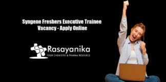 Syngene Freshers Executive Trainee Vacancy - Apply Online